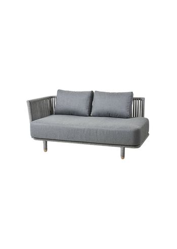 Cane-line - Couch - Moments Right 2 Seater Sofa Module - Frame: Grey Cane-line Soft Rope / Cushion: Grey Cane-line AirTouch