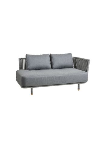Cane-line - Soffa - Moments Left 2 Seater Sofa Module - Frame: Grey Cane-line Soft Rope / Cushion: Grey Cane-line AirTouch