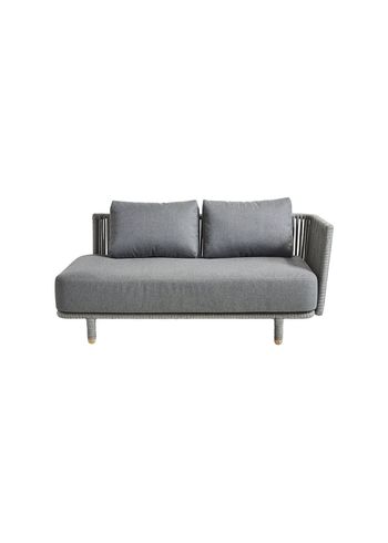 Cane-line - Soffa - Moments Left 2 Seater Sofa Module - Frame: Grey Cane-line Soft Rope / Cushion: Grey Cane-line SoftTouch