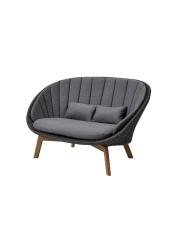 Cane-line - Soffa - Peacock 2-seater sofa - Frame: Cane-line Soft Rope, Dark Grey / Cushion Set: Cane-line Natté, Grey w/QuickDry foam