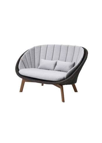 Cane-line - Soffa - Peacock 2-seater sofa - Frame: Cane-line Soft Rope, Dark Grey / Cushion Set: Cane-line Natté, Light Grey