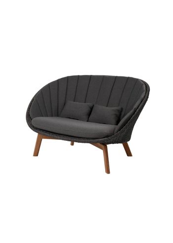 Cane-line - Couch - Peacock 2-seater sofa - Frame: Cane-line Soft Rope, Dark Grey / Cushion Set: Selected PP, Dark Grey