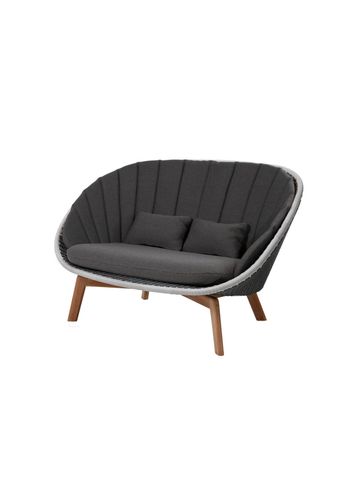 Cane-line - Soffa - Peacock 2-seater sofa - Frame: Cane-line Weave, Grey/Light Grey / Cushion Set: Selected PP, Dark Grey