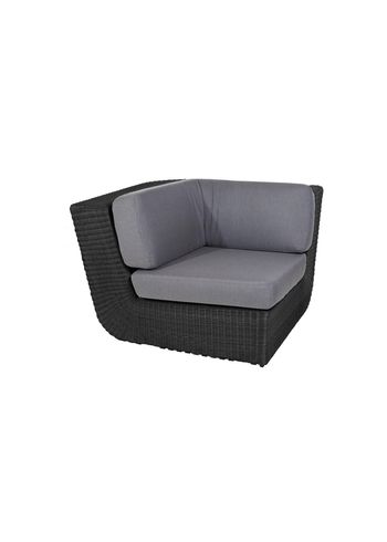Cane-line - Couch - Savannah hjørne modul - Frame: Weave, Black/Cushion: Grey