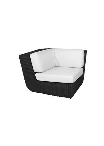 Cane-line - Couch - Savannah hjørne modul - Frame: Weave, Black/Cushion: White