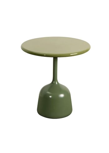 Cane-line - Table basse - Glaze Coffee Table - Round - Frame: Olive Green, Aluminium / Tabletop: Green, Glazed Lava Stone