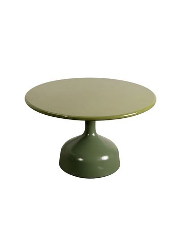 Cane-line - Soffbord - Glaze Coffee Table, Large - Round - Frame: Olive Green, Aluminium / Tabletop: Green, Glazed Lava Stone