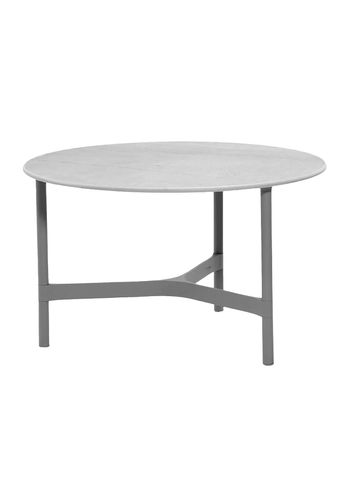 Cane-line - Coffee Table - Twist Coffee Table - Medium - Base: Light Grey, Aluminium / Top: Fossil Grey, Ceramic