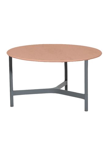 Cane-line - Coffee Table - Twist Coffee Table - Medium - Base: Light Grey, Aluminium / Top: Terracotta, Ceramic