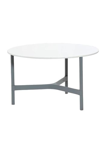 Cane-line - Mesa de centro - Twist Coffee Table - Medium - Base: Light Grey, Aluminium / Top: White, Cane-line HI-Core