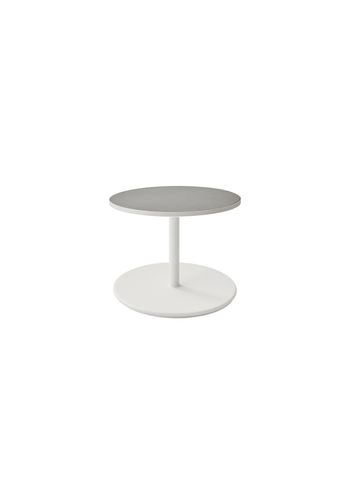 Cane-line - Tavolo da salotto - Go coffee table large - Ø60 - Frame: White aluminum / Tabletop: White aluminum/Light grey ceramic