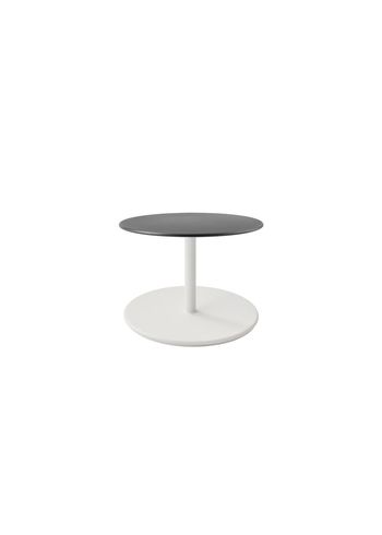 Cane-line - Lounge-pöytä - Go coffee table large - Ø60 - Frame: White aluminum / Tabletop: Lava grey aluminum