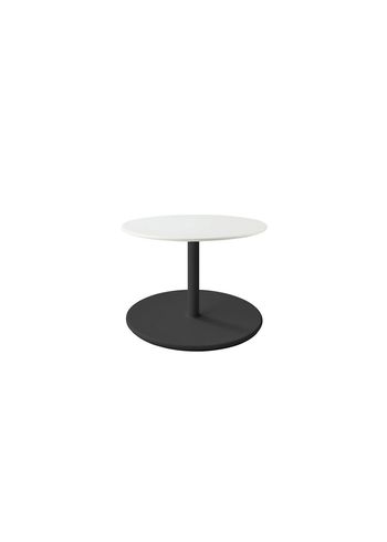 Cane-line - Stolik do salonu - Go coffee table large - Ø60 - Frame: Lava grey aluminum / Tabletop: White aluminum