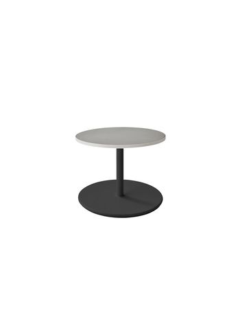 Cane-line - Table lounge - Go coffee table large - Ø60 - Frame: Lava grey aluminum / Tabletop: White aluminum/Light grey ceramic