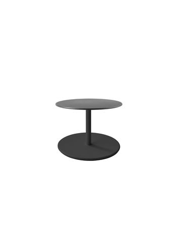 Cane-line - Mesa de sala de estar - Go coffee table large - Ø60 - Frame: Lava grey aluminum / Tabletop: Lava grey aluminum