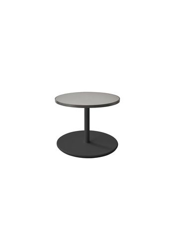 Cane-line - Couchtisch - Go coffee table large - Ø60 - Frame: Lava grey aluminum / Tabletop: Lava grey aluminum/Light grey ceramic