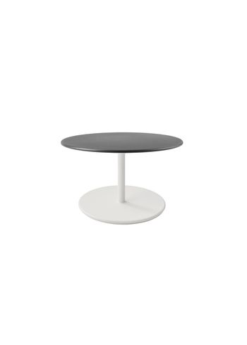 Cane-line - Lounge-pöytä - Go coffee table large - Ø80 - Frame: White Aluminum / Tabletop: Lava Grey Aluminum