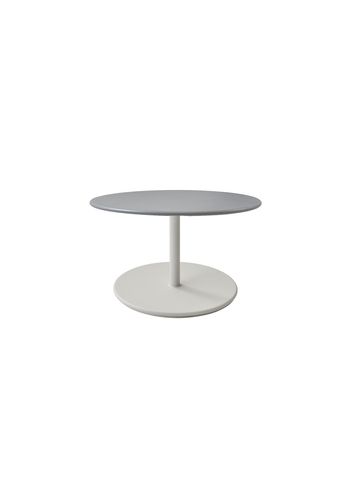 Cane-line - Lounge-pöytä - Go coffee table large - Ø80 - Frame: White Aluminum / Tabletop: Light Grey Aluminum