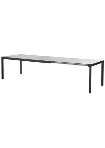 Cane-line - Spisebord - Drop Spisebord m/120 cm extension - Stel: Lavagrå Aluminium / Bordplade: Grå Fossil Keramik - Inkl. 2 tillægsplader