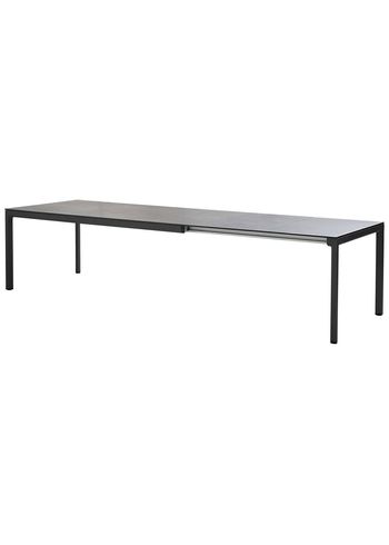 Cane-line - Spisebord - Drop Spisebord m/120 cm extension - Stel: Lavagrå Aluminium / Bordplade: Sort Fossil Keramik - Inkl. 2 tillægsplader