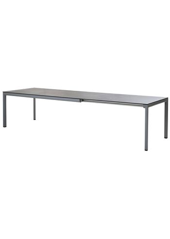 Cane-line - Spisebord - Drop Spisebord m/120 cm extension - Stel: Lysegrå Aluminium / Bordplade: Sort Fossil Keramik - Inkl. 2 tillægsplader