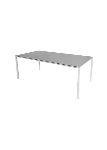 Cane-line - Dining Table - Pure Table - 200x100 - Frame: White Aluminium / Tabletop: Concrete Grey Ceramic