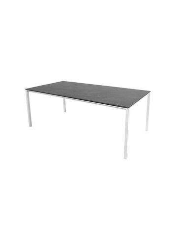 Cane-line - Dining Table - Pure Table - 200x100 - Frame: White Aluminium / Tabletop: Black Fossil Ceramic