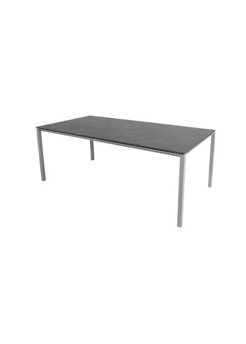 Cane-line - Dining Table - Pure Table - 200x100 - Frame: Light Grey Aluminium / Tabletop: Black Fossil Ceramic