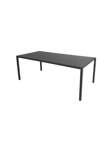 Cane-line - Dining Table - Pure Table - Indoor - Frame: Lava Grey Aluminum / Tabletop: Black Linoleum - B200xD100