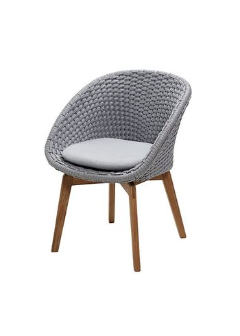 Cane-line - Dining chair - Peacock chair OUTDOOR - Frame: Cane-line Soft Rope, Light Grey, Teak Legs / Cushion: Cane-line Natté, Light Grey