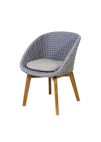 Cane-line - Dining chair - Peacock chair OUTDOOR - Frame: Cane-line Soft Rope, Light Grey, Teak Legs / Cushion: Selected PP, Light Grey