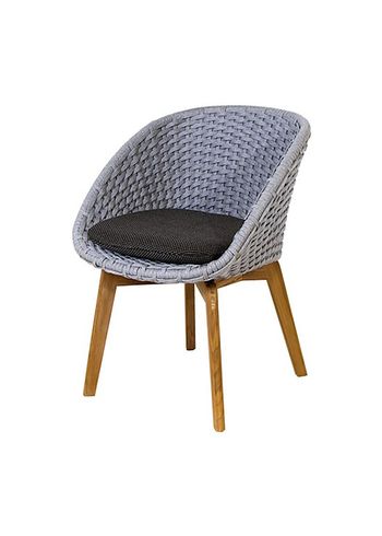 Cane-line - Matstol - Peacock chair OUTDOOR - Frame: Cane-line Soft Rope, Light Grey, Teak Legs / Cushion: Selected PP, Dark Grey