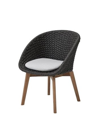 Cane-line - Matstol - Peacock chair OUTDOOR - Frame: Cane-line Soft Rope, Dark Grey, Teak Legs / Cushion: Cane-line Natté, Light Grey