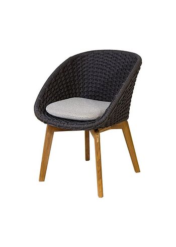 Cane-line - Dining chair - Peacock chair OUTDOOR - Frame: Cane-line Soft Rope, Dark Grey, Teak Legs / Cushion: Selected PP, Light Grey