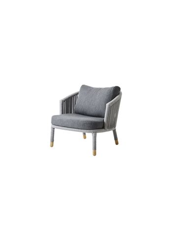 Cane-line - Chair - Moments Loungestol - Frame: Grey Cane-line Soft Rope / Cushion: Grey Cane-line AirTouch