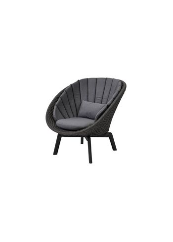 Cane-line - Chair - Peacock lounge chair INDOOR - Frame: Cane-line Soft Rope, Dark Grey, Black Teak Legs / Cushion: Cane-line Natté, Grey w/QuickDry Foam