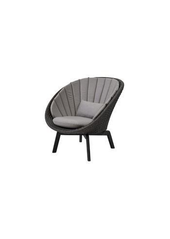 Cane-line - Chair - Peacock lounge chair INDOOR - Frame: Cane-line Soft Rope, Dark Grey, Black Teak Legs / Cushion: Cane-line Natté, Taupe