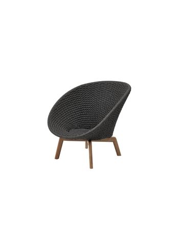 Cane-line - Stol - Peacock lounge chair INDOOR - Frame: Cane-line Soft Rope, Dark Grey, Teak Legs