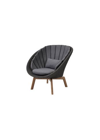 Cane-line - Stol - Peacock lounge chair INDOOR - Frame: Cane-line Soft Rope, Dark Grey, Teak Legs / Cushion: Cane-line Natté, Grey w/QuickDry Foam