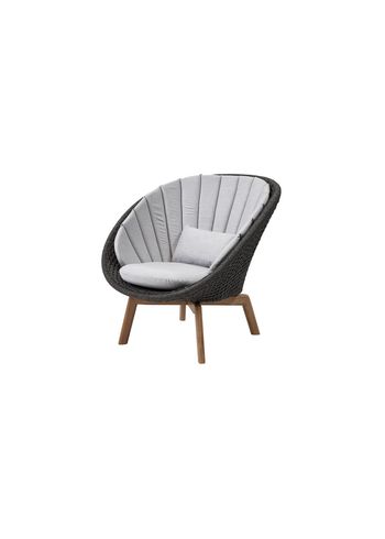 Cane-line - Chair - Peacock lounge chair INDOOR - Frame: Cane-line Soft Rope, Dark Grey, Teak Legs / Cushion: Cane-line Natté, Light Grey