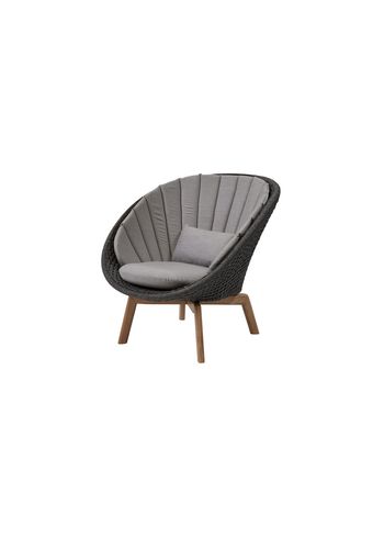 Cane-line - Chair - Peacock lounge chair INDOOR - Frame: Cane-line Soft Rope, Dark Grey, Teak Legs / Cushion: Cane-line Natté, Taupe