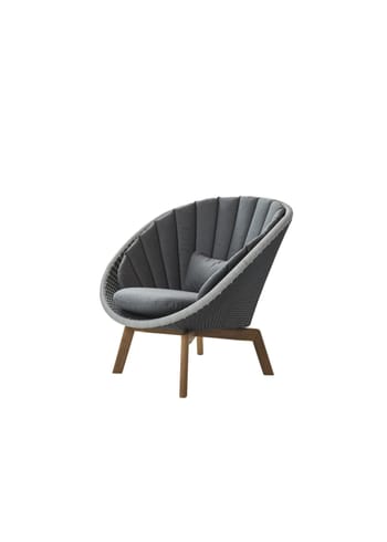 Cane-line - Stoel - Peacock lounge chair OUTDOOR - Frame: Cane-line Weave, Grey/Light Grey / Cushion: Cane-line Natté, Grey w/QuickDry Foam
