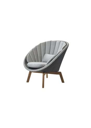 Cane-line - Stoel - Peacock lounge chair OUTDOOR - Frame: Cane-line Weave, Grey/Light Grey / Cushion: Cane-line Natté, Light Grey