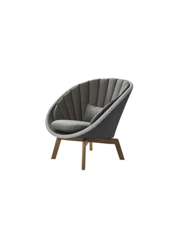Cane-line - Stoel - Peacock lounge chair OUTDOOR - Frame: Cane-line Weave, Grey/Light Grey / Cushion: Cane-line Natté, Taupe