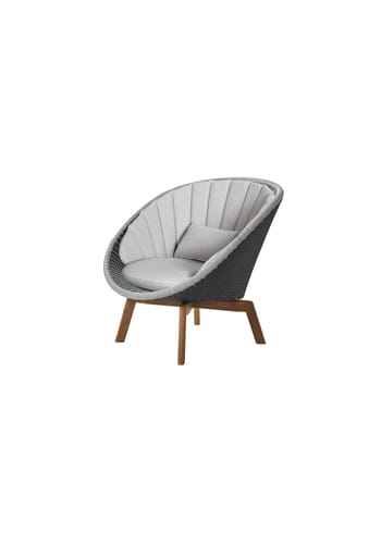 Cane-line - Chair - Peacock lounge chair OUTDOOR - Frame: Cane-line Weave, Grey/Light Grey / Cushion: Selected PP, Light Grey