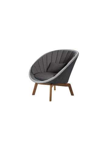 Cane-line - Stol - Peacock lounge chair OUTDOOR - Frame: Cane-line Weave, Grey/Light Grey / Cushion: Selected PP, Dark Grey
