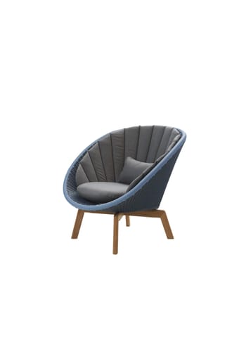 Cane-line - Chair - Peacock lounge chair OUTDOOR - Frame: Cane-line Weave, Midnight/Dusty Blue / Cushion: Cane-line Natté, Grey w/QuickDry Foam