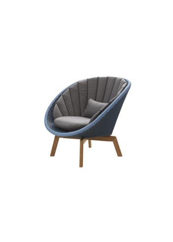 Cane-line - Stoel - Peacock lounge chair OUTDOOR - Frame: Cane-line Weave, Midnight/Dusty Blue / Cushion: Cane-line Natté, Taupe