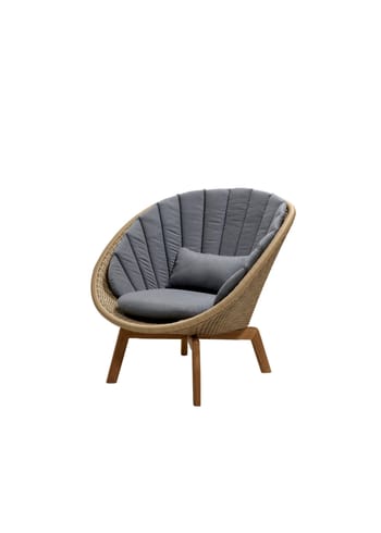 Cane-line - Stol - Peacock lounge chair OUTDOOR - Frame: Cane-line Weave, Natural / Cushion: Cane-line Natté, Grey w/QuickDry Foam