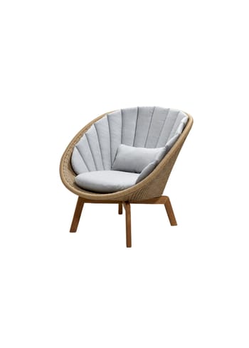 Cane-line - Stoel - Peacock lounge chair OUTDOOR - Frame: Cane-line Weave, Natural / Cushion: Cane-line Natté, Light Grey